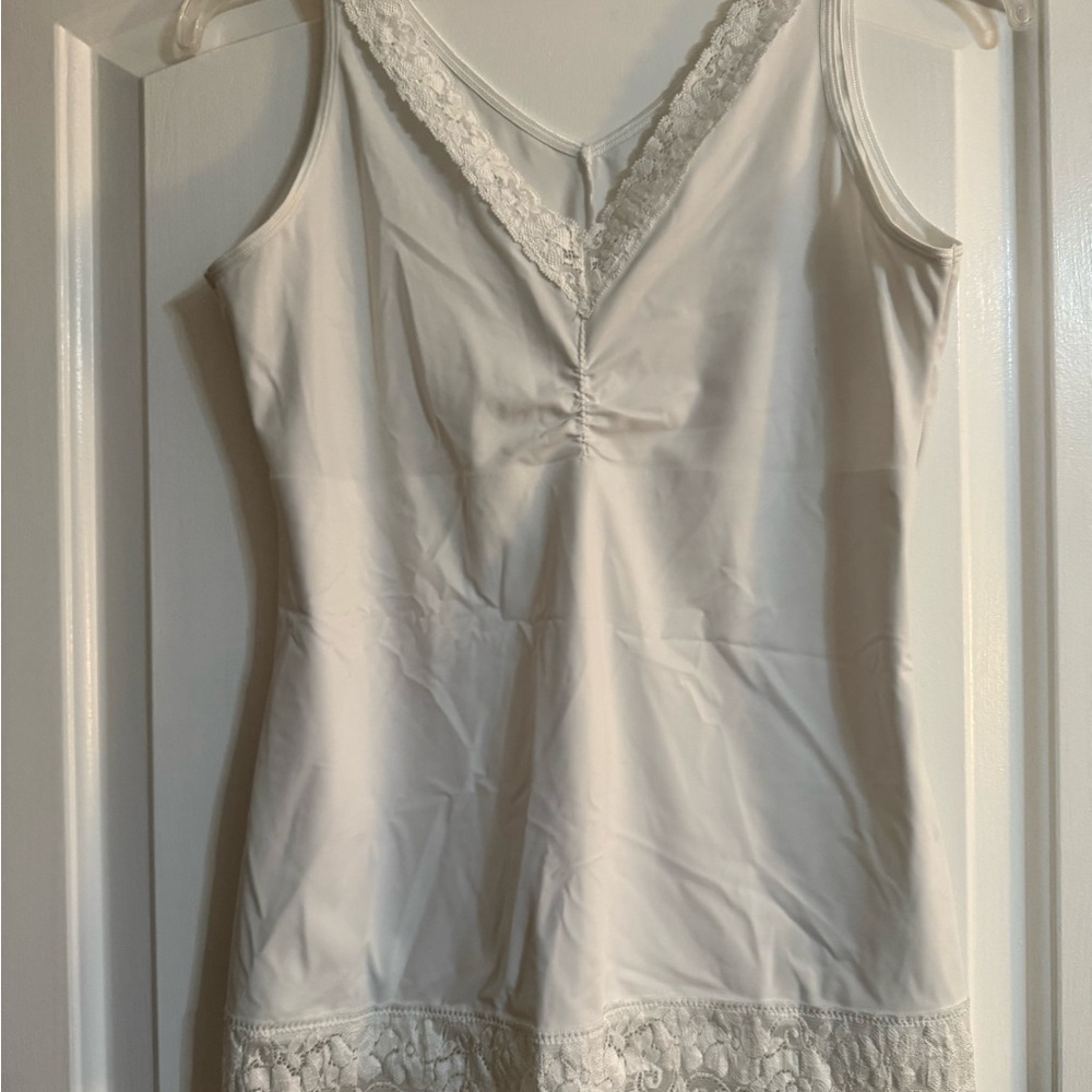 Ruby Ribbon Tank white Compression Cami Shapewear Size 38
